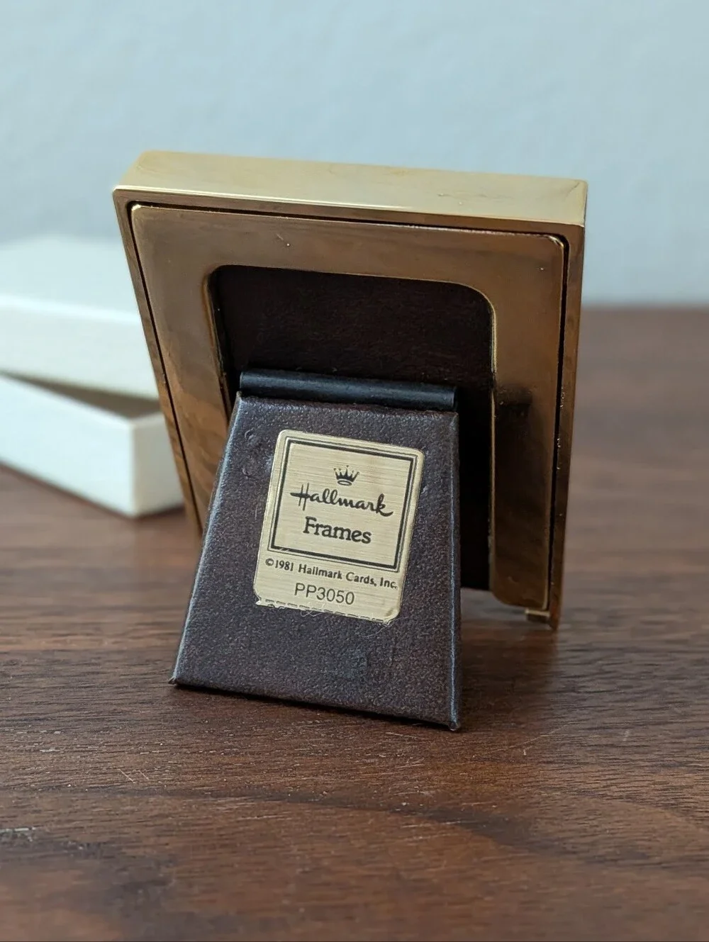 Vintage Hallmark Brass andEnamel Mini Picture Frame Floral Small 2.25x2.75
